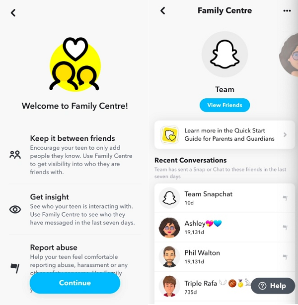 Snapchat Family Center