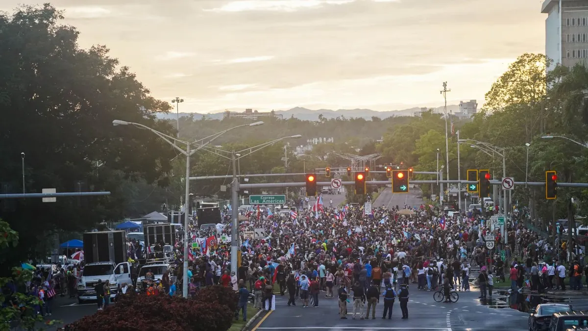 Puerto Ricans protest the island's power outages.