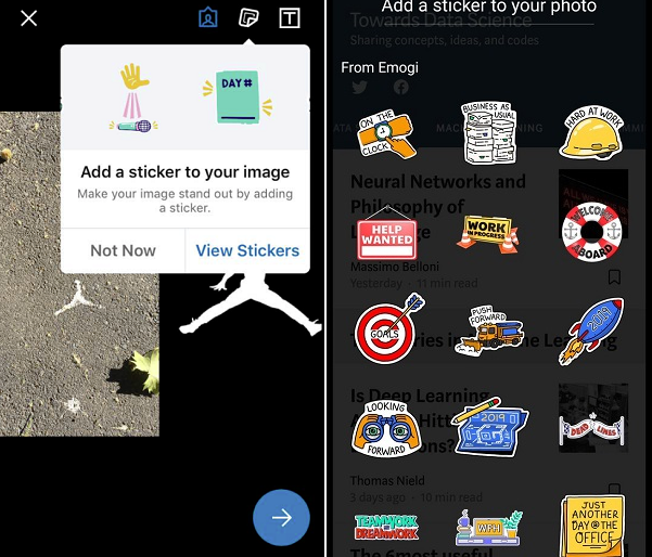 LinkedIn photo stickers