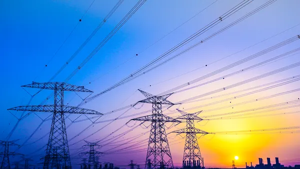 Electrical Pylons near Jabel Ali, Dubai, United Arab Emirates.