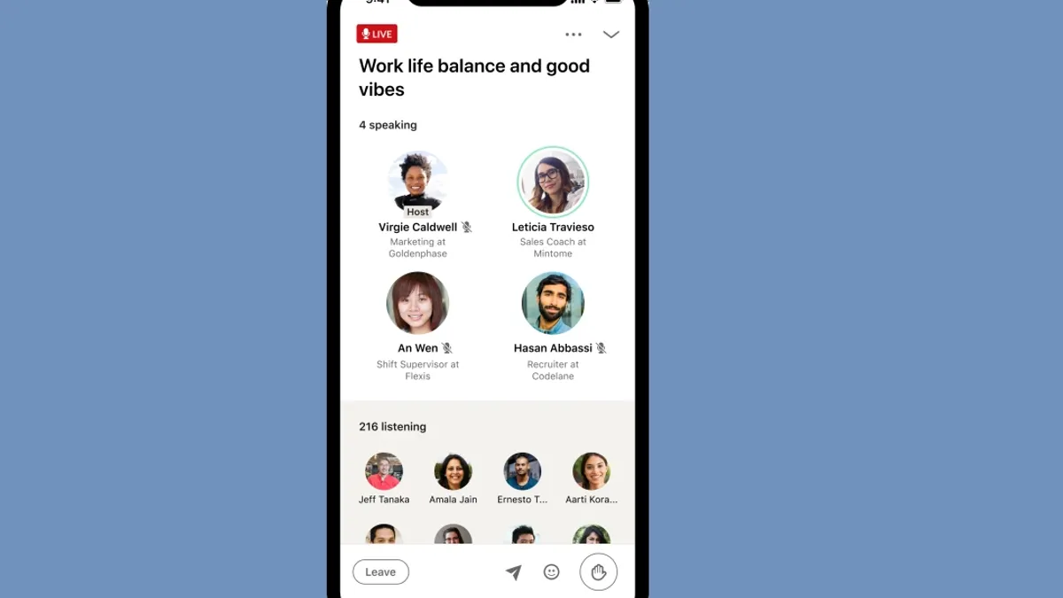 LinkedIn audio rooms