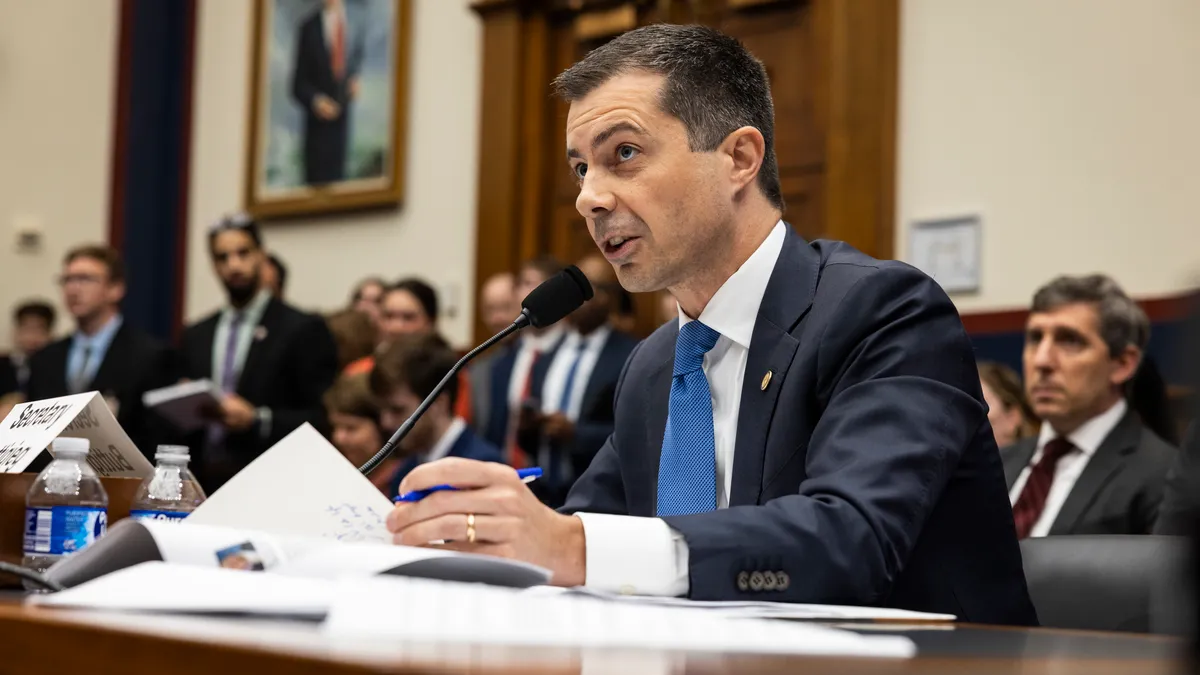 Transportation Secretary Pete Buttigieg testifies at a House Transportation and Infrastructure Committee hearing on Thursday, June 27.