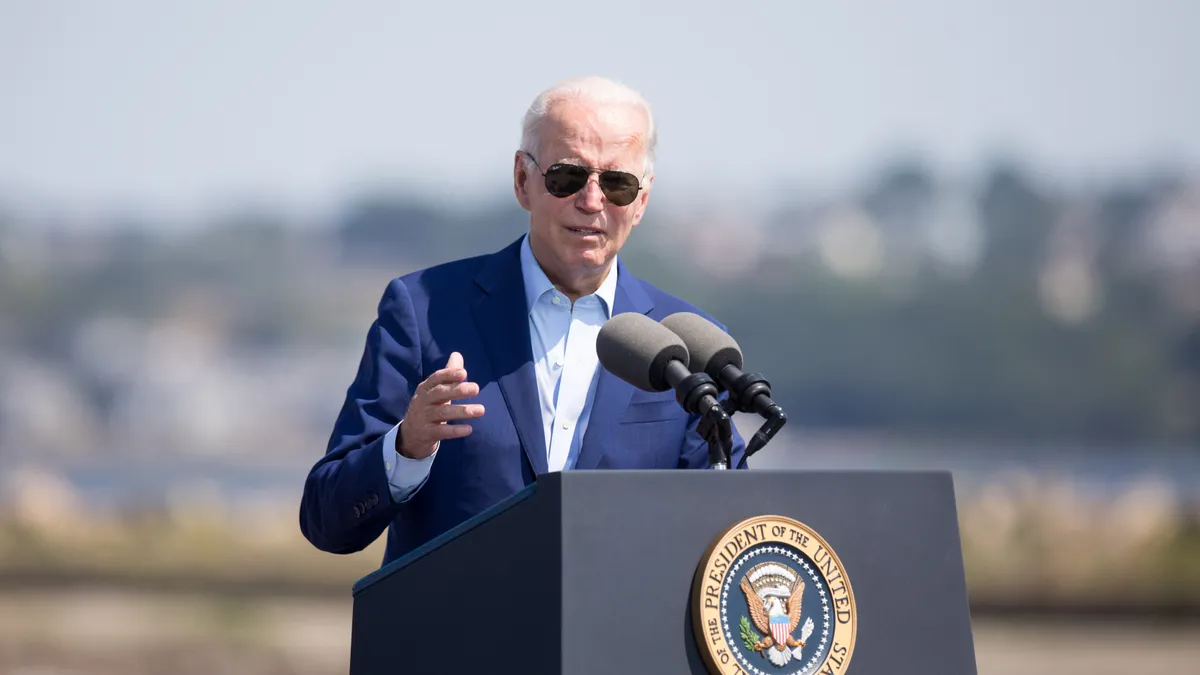 President Biden speaks about climate issues in Somerset, Mass.