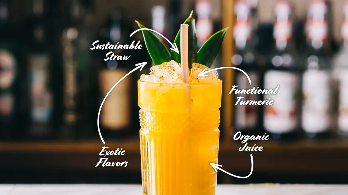 Image of a drink with labels