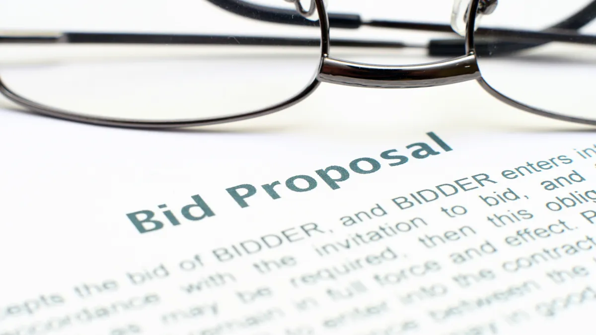 a closeup photo of a bid contract