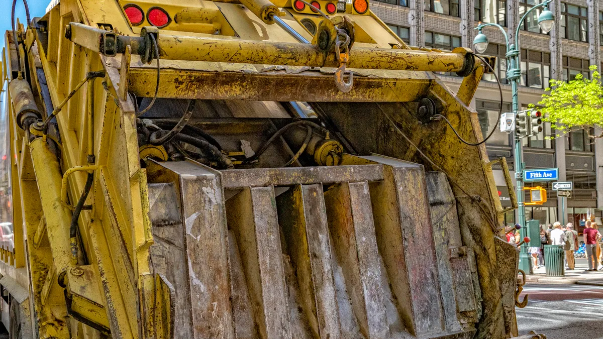 Commercial waste truck in New York