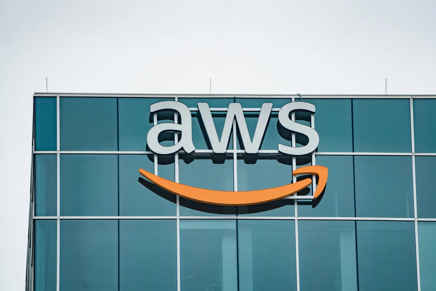 The exterior of the Amazon Web Services (AWS) office in Houston, Texas.