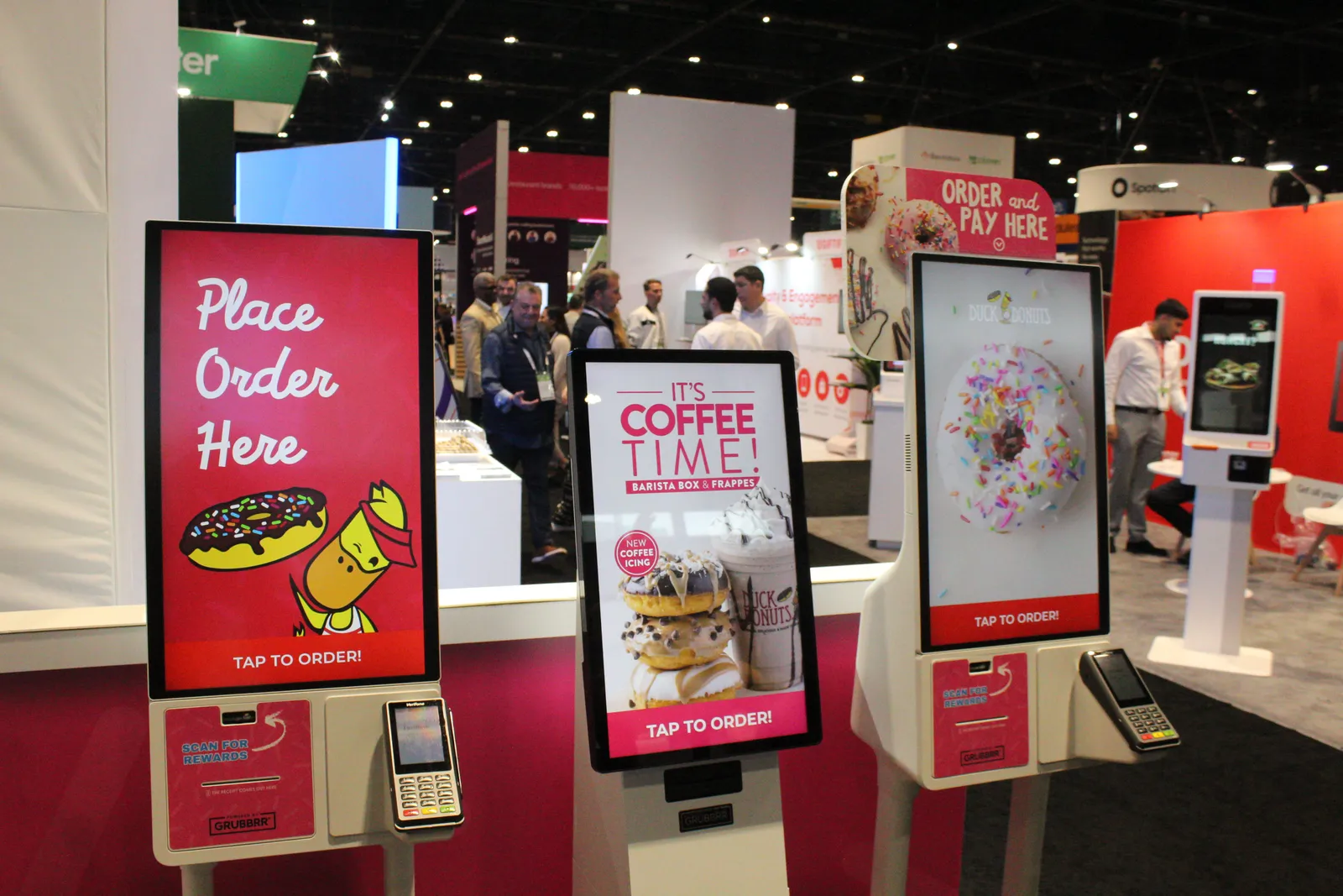 Grubbrr&#x27;s kiosks on display at the National Restaurant Association Show in 2024.