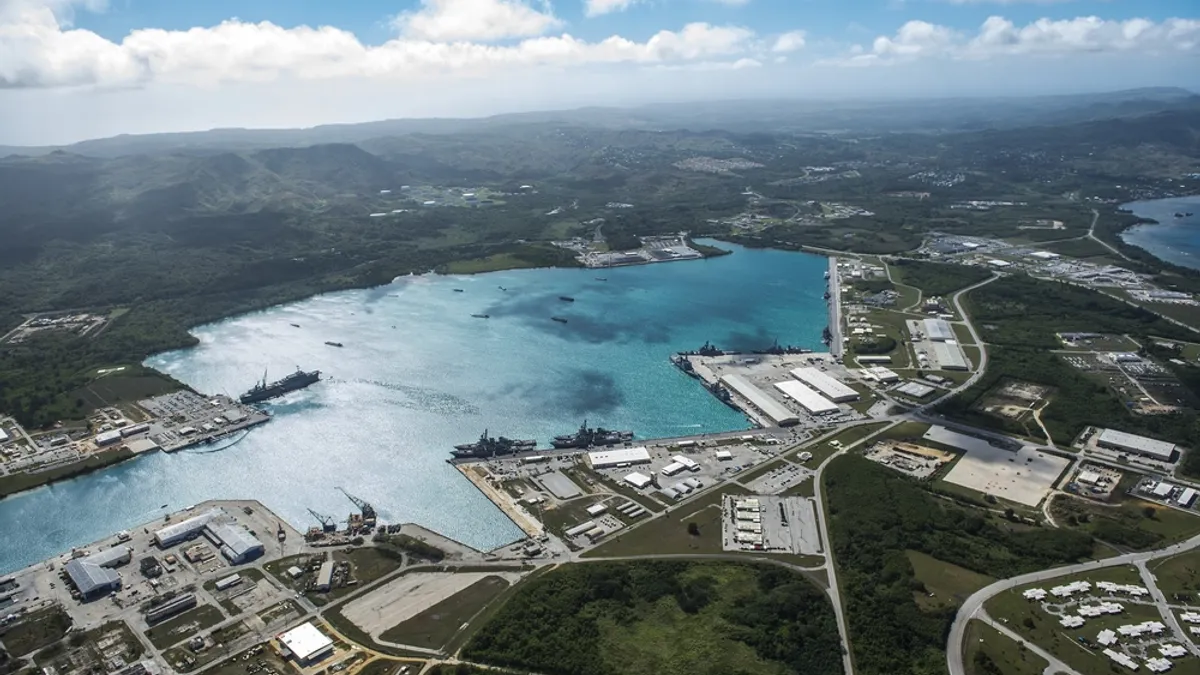 an aerial view from above U.S. Naval Base Guam