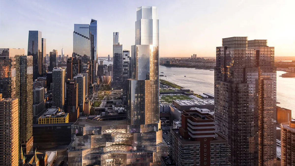 An exterior rendering of The Avenir mixed-used development in New York City.