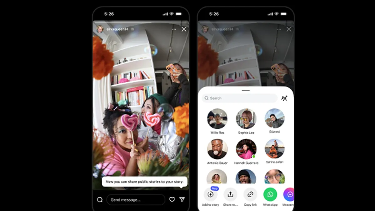 Instagram share public stories
