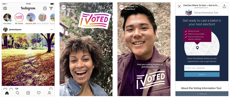 Examples of Instagram's voter participation tools