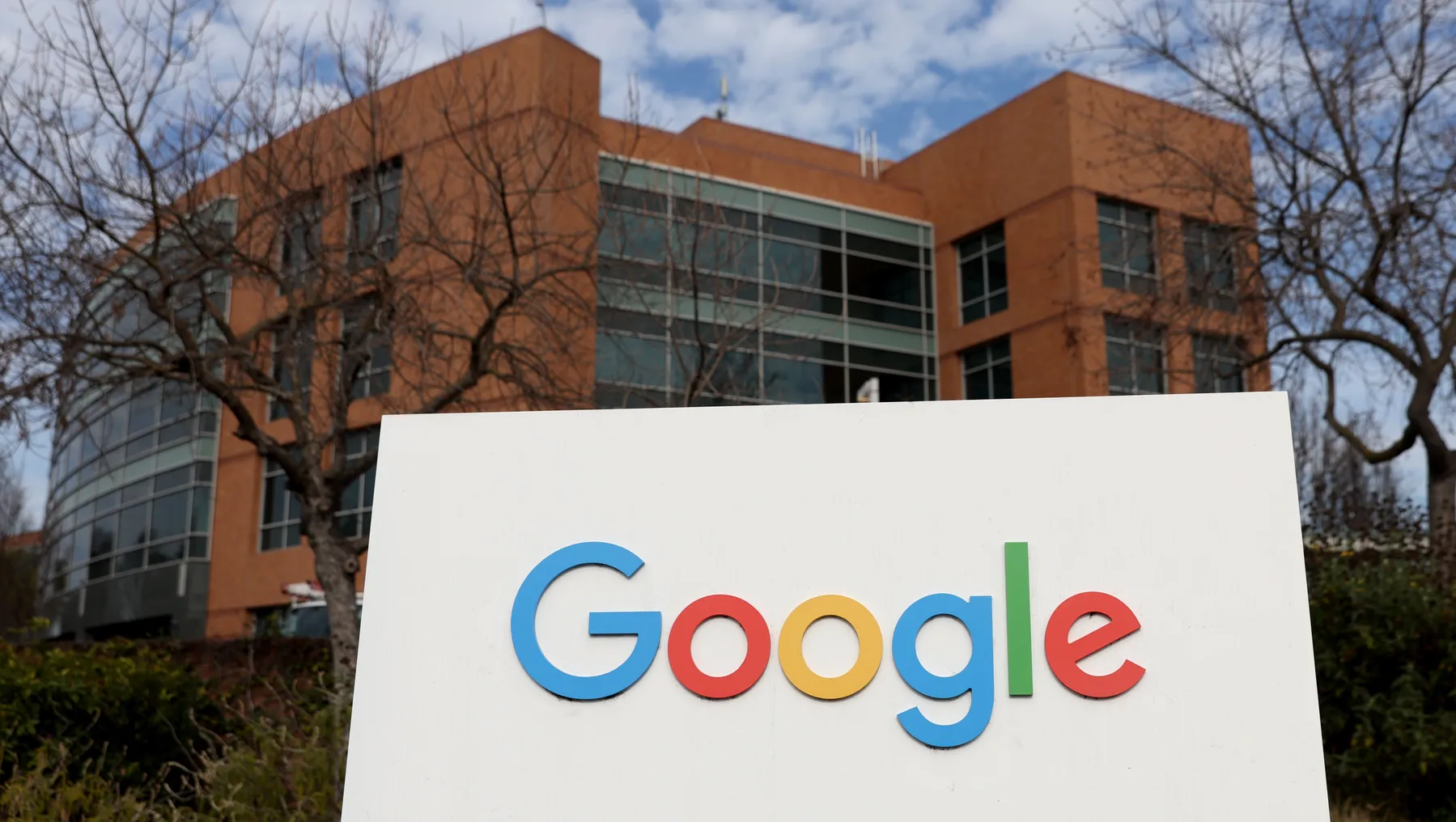 Google logo displayed in front of building.