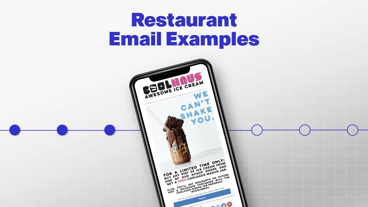 Phone with email displayed and text that reads "Restaurant Email Examples"