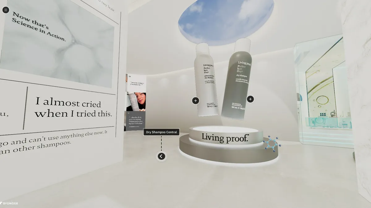 Haircare brand Living Proof's virtual store in the metaverse