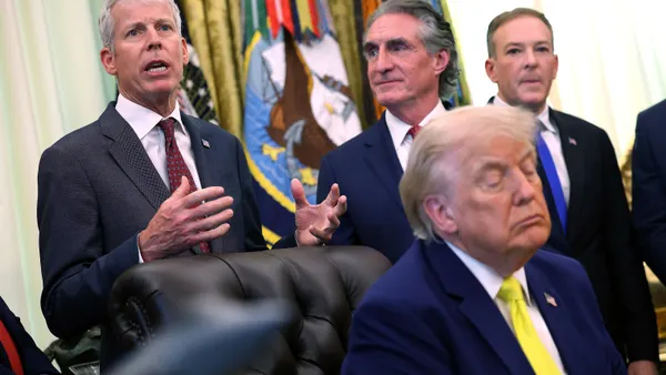 U.S. Energy Secretary Chris Wright delivers remarks alongside U.S. Interior Secretary Doug Burgum, EPA Administrator Lee Zeldin and U.S. President Donald Trump.