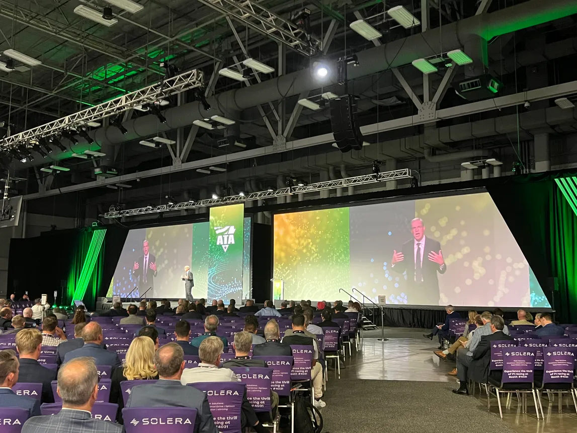 American Trucking Associations President Chris Spear addresses attendees of the 2023 ATA Management Conference & Exhibition on Monday.