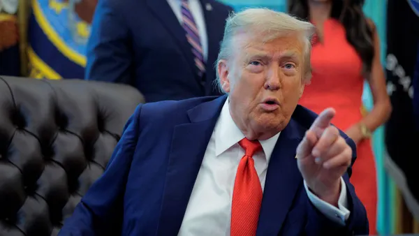 President Donald Trump speaks to reporters at the White House on Aug. 25, 2025, in Washington, D.C.