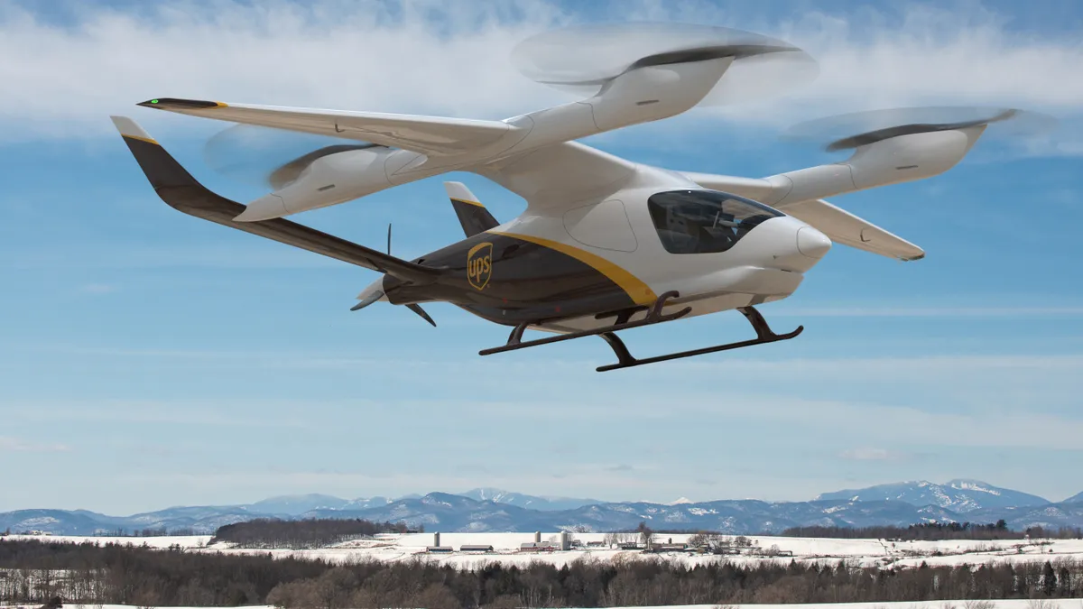 A rendering of UPS' and Beta Technologies eVTOL.