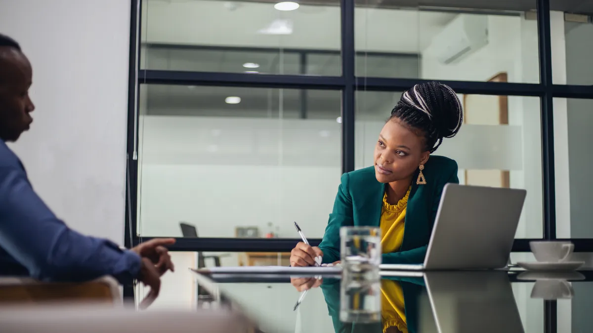 Young person on job interview with HR manager