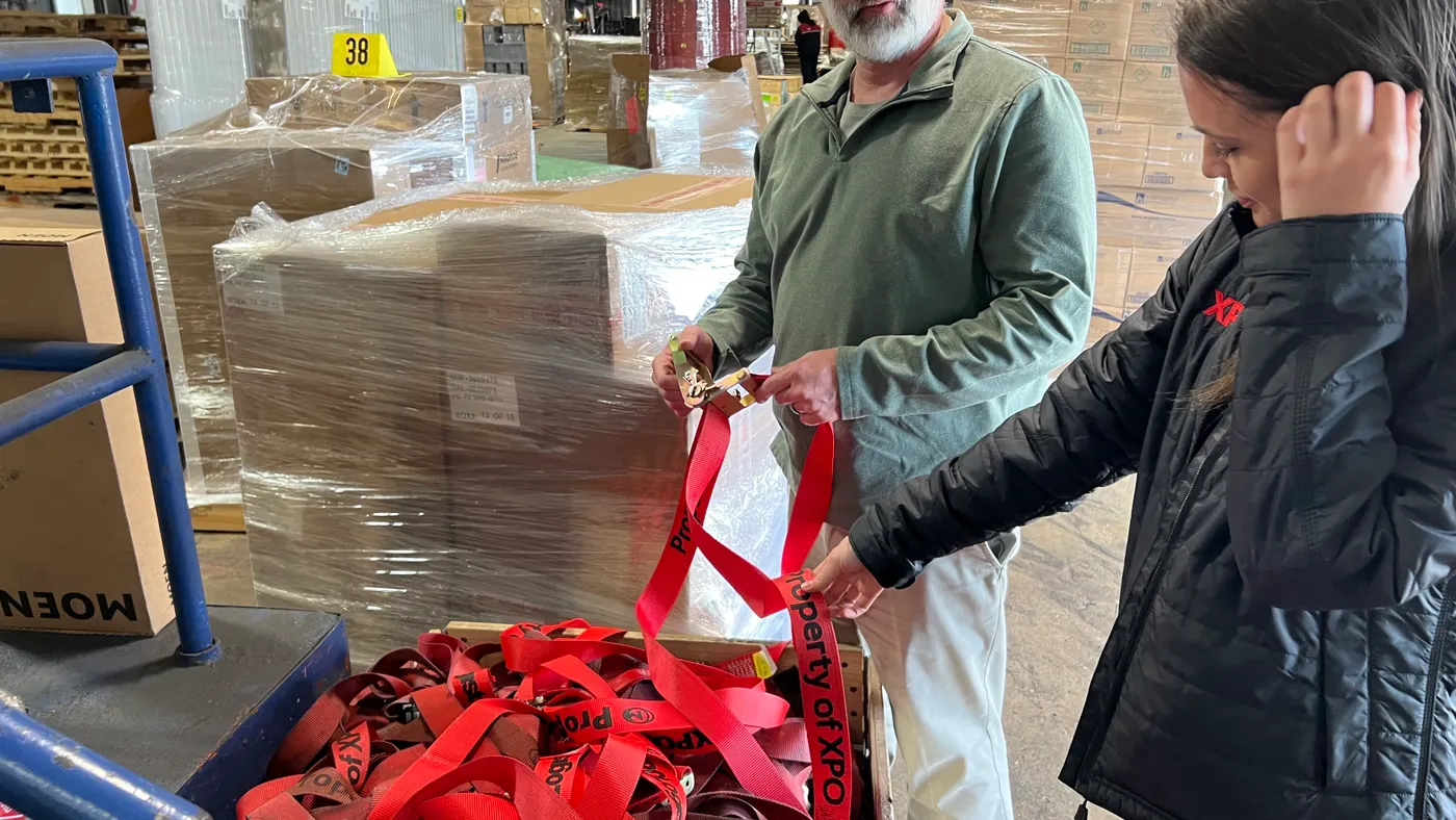 XPO Service Center Manager Chad Hilton credits COO David Bates with providing more ratchet straps to terminals to help workers secure freight.