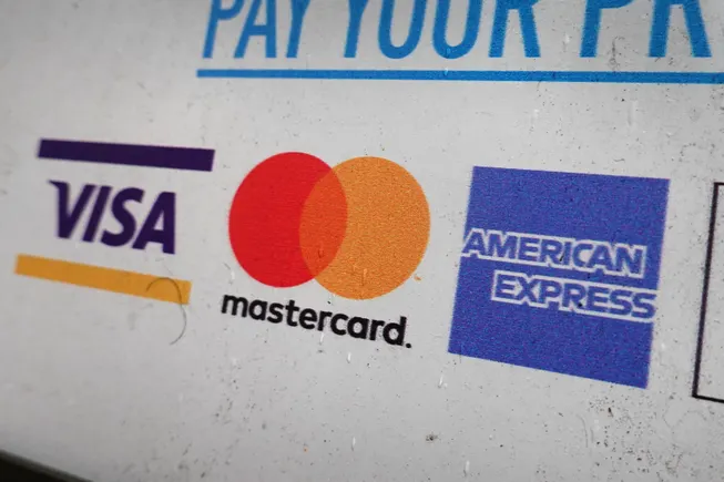 Discover Novus Visa Mastercard クレジットカード Vtg Discover Novus Vis MasterCard Double Sided Flange Sign