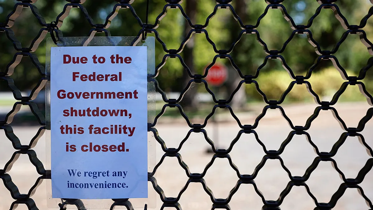 A sign on the entrance to the U.S. National Arboretum says it is closed.