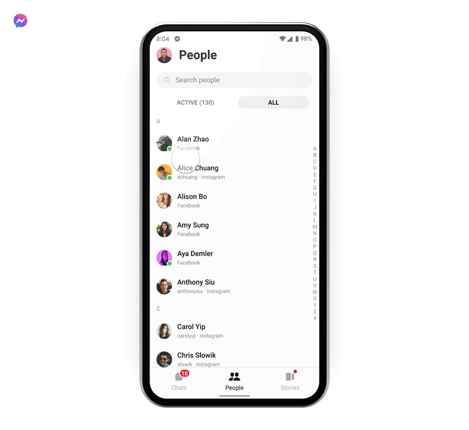 Messenger share contacts