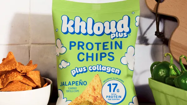 A bag of Khloud collagen chips.