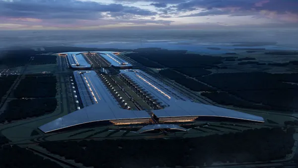 A rendering of Elon Musk's Terafab semiconductor manufacturing facility slated for Grimes County, Texas.