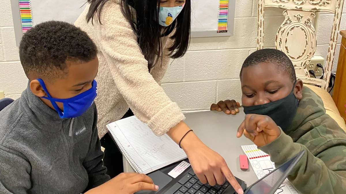 Nisha Patel, an EL teacher at Lew Wallace School 107 in Indianapolis, Indiana, leads a class.