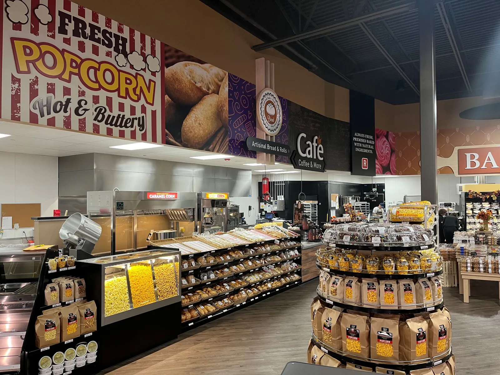 Popcorn offering inside a grocery store