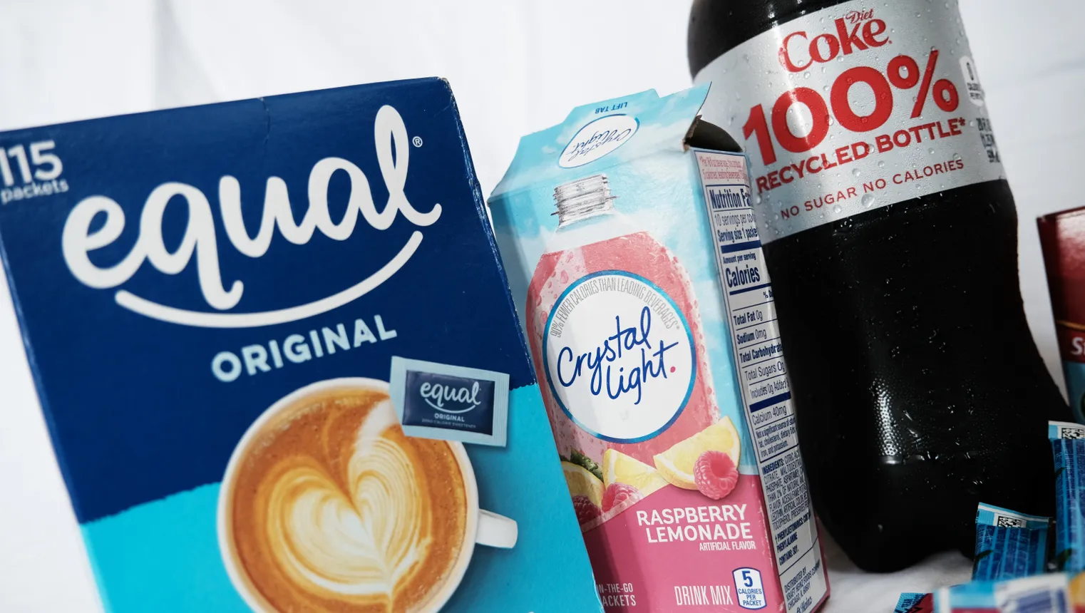 Food products that contain the artificial sweetener aspartame including Equal, Crystal Light and Diet Coke