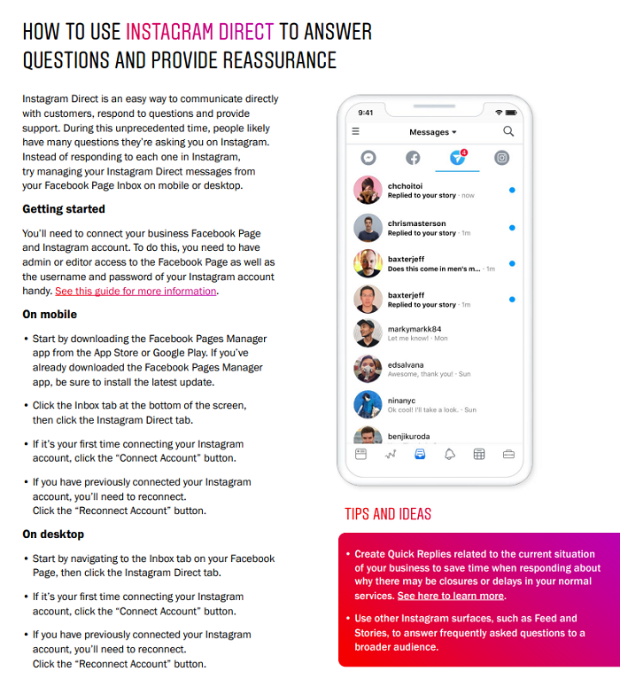 Instagram COVID-19 guide