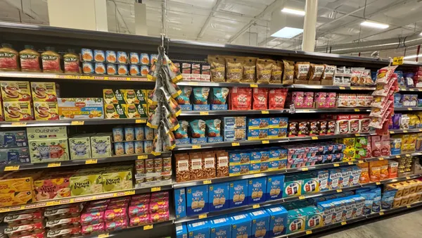 Center store aisle in a grocery store.