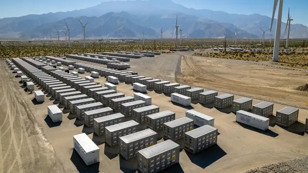 Battery storage array at power plant in the desert near Palm Springs.