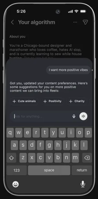 Instagram algorithm control options