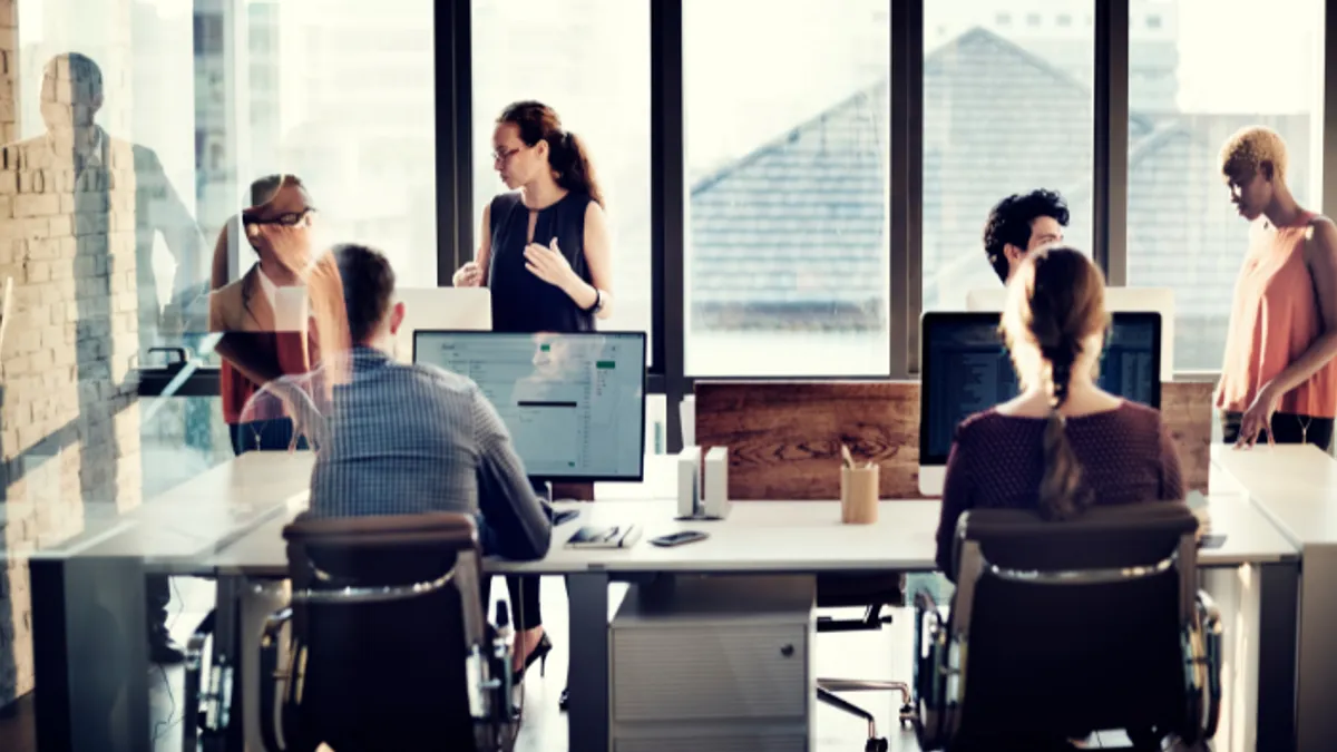 Colleagues working in an office