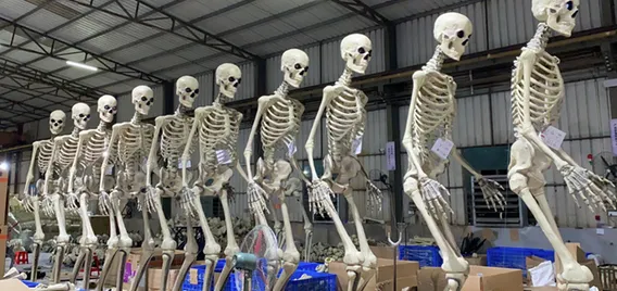 Home Depot brings back its 12-foot skeleton for Halloween.