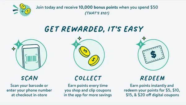 Screenshot of how a loyalty program's points system works.
