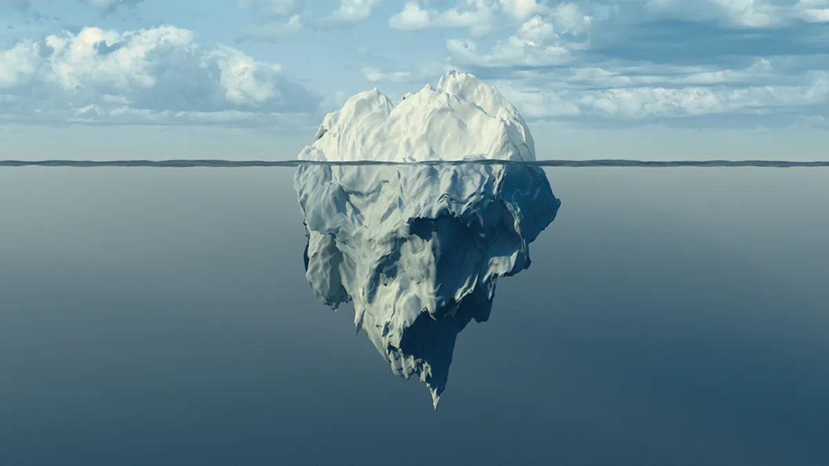 Iceberg with half the top sticking out of the water