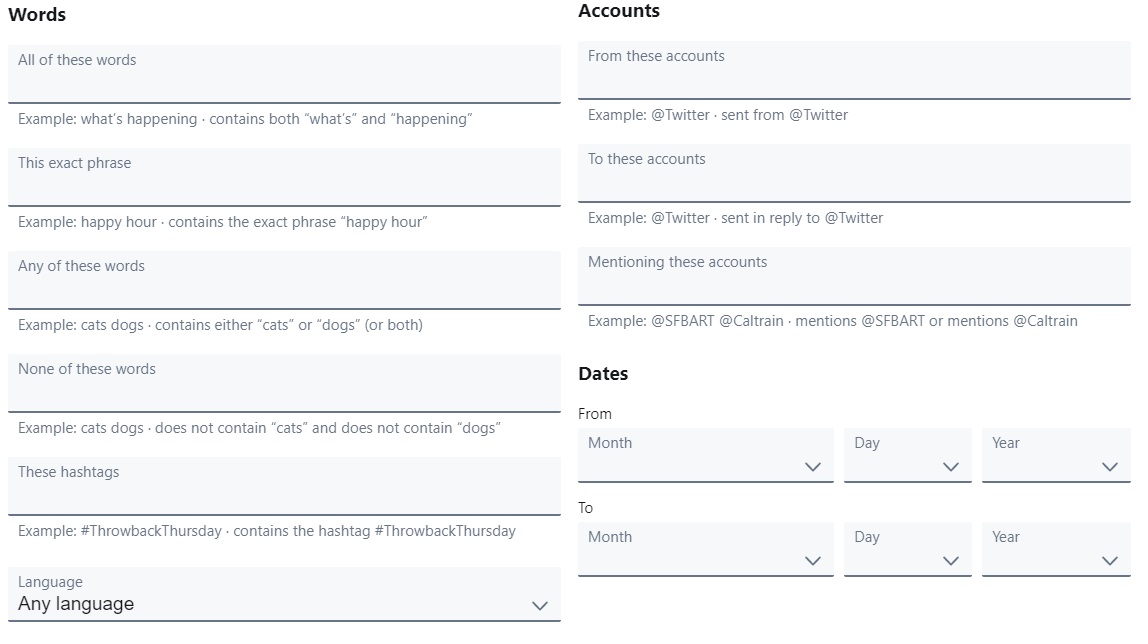 Twitter advanced search parameters