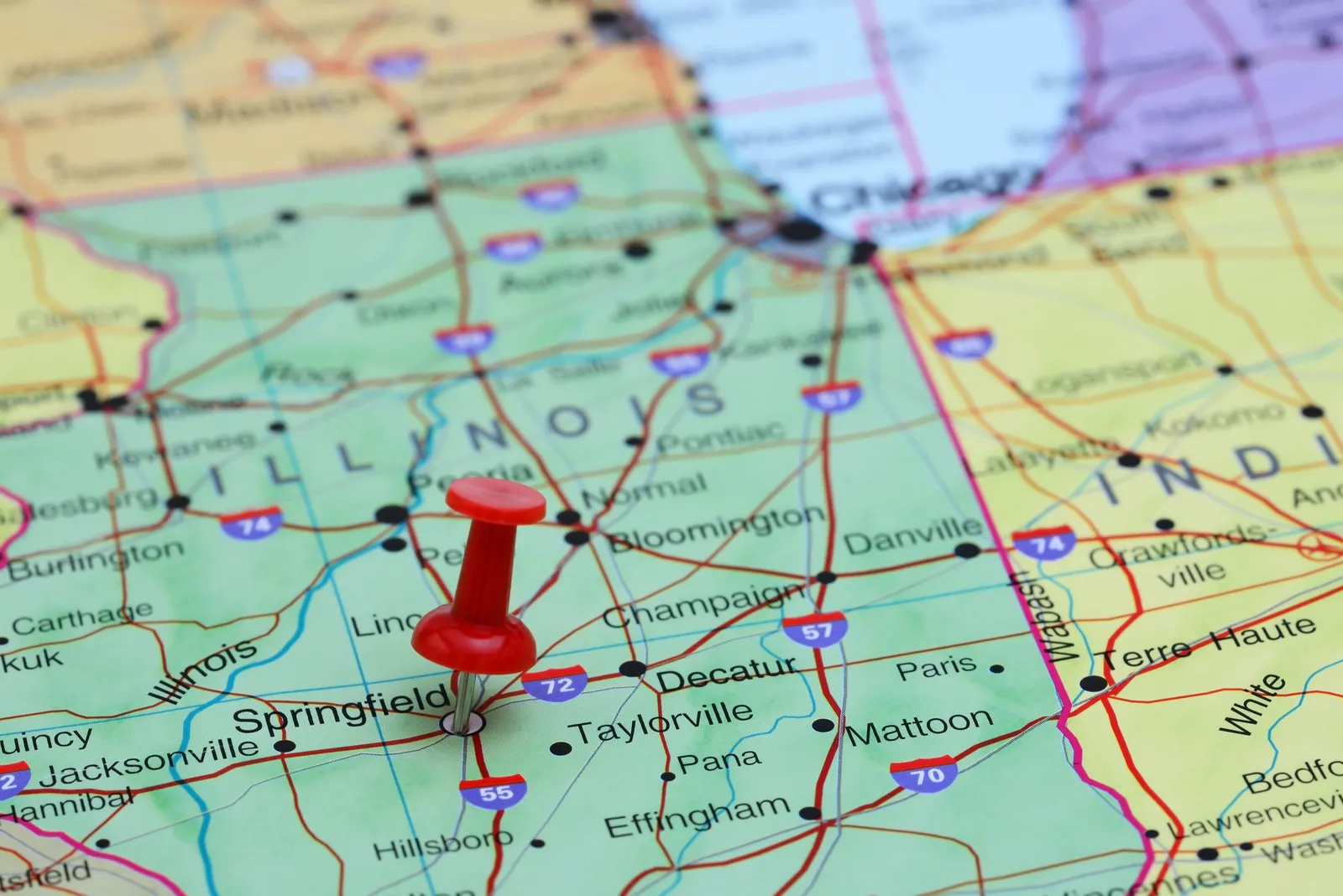 Illinois on a map of USA.