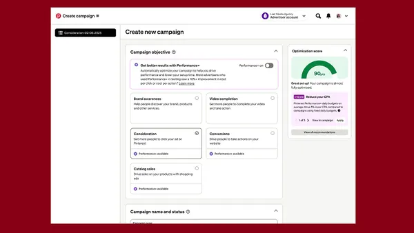 Pinterest ad optimization score
