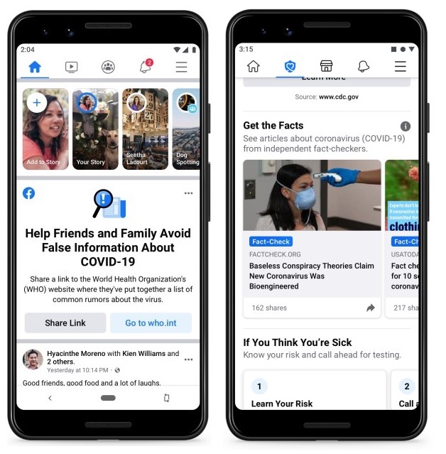 Facebook fact-checking COVID-19