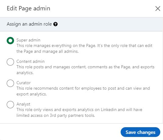 LinkedIn admin roles