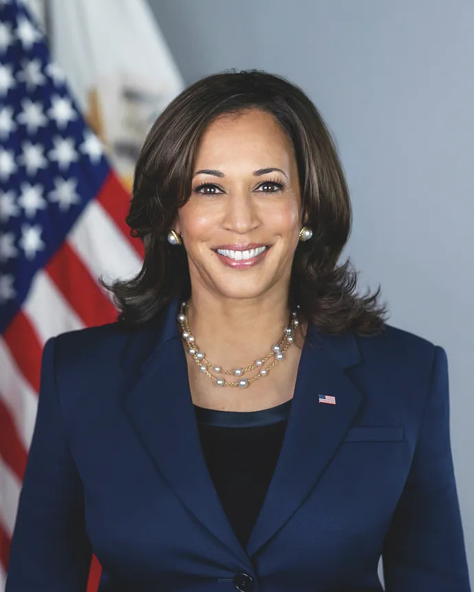 A headshot of Kamala Harris