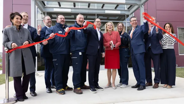 Hershey CEO Michele Buck and others open a new chocolate processing plant.