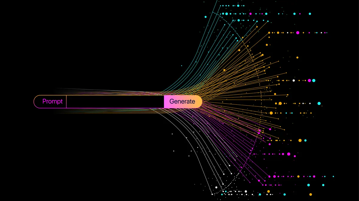 Illustration of AI, data flow stream