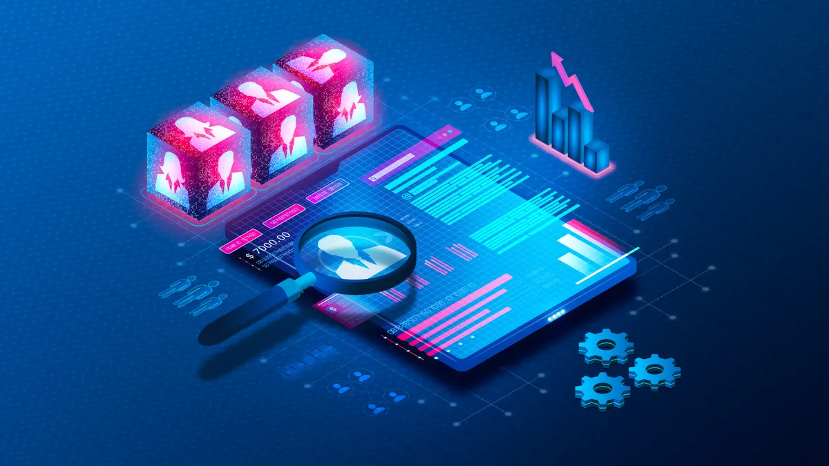 Human Resources Management Applications and Human Capital Management Software - HCM - Technologies That Help Businesses Manage Employees - 3D Illustration